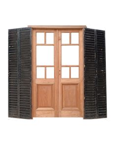 Puerta griega de madera cedro con celosías
