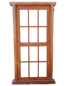 Dos antiguas ventanas guillotina de madera cedro