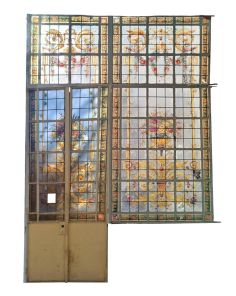 Antigua puerta mampara de hierro vitraux