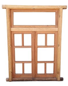 Ventana de madera cedro con banderola