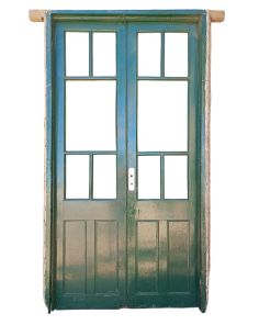 Antigua puerta griega de madera con marco