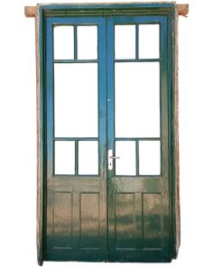 Antigua puerta griega de madera con marco