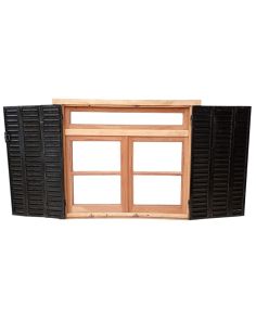 Ventana de madera cedro con celosías de hierro